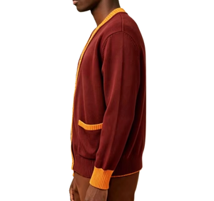 Winter School College Varsity Knit Acrylic Thick Double Breasted Breathable Quick Dry <b>Cardigan</b> Sweater Embroidered University - Product Image 3