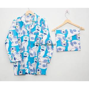 Conjunto de Pijama de Lujo de Manga Larga 100% Algodón para Mujer, Cómodo, Transpirable, de Tela Suave, de Dos Piezas, con Cintura Elástica, para Uso Diario en Verano - Product Image 2