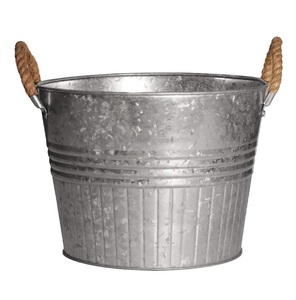 Popular Galvanized Metal <b>Bucket</b> Planters Set Of 3 With Black Handles For Garden Or Indoor Use Handmade Flower Planters - Product Image 3