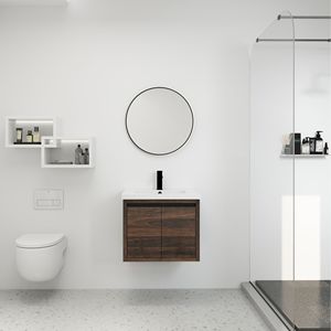 Mobile Bagno da 24 Pollici con Ante a Chiusura Ammortizzata e Lavabo Integrato, Design a Sospensione, Imballaggio KD W128650530 - Product Image 1