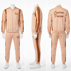 Men's Green White Color Block Hooded Tracksuit Set Full Sleeve Zipper Casual Autumn Wear <b>Polyester</b> Regular Fit <b>Joggers</b> - Product Image 6