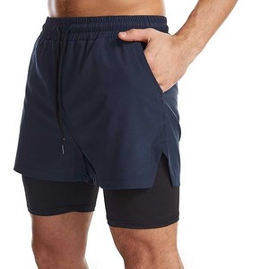 Men's Double <b>Layer</b> 2 in 1 Running Shorts with Inner Compression Tights Lightweight Moisture Wicking Workout Training Fitness Gym - Product Image 2