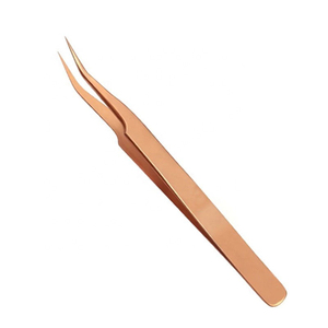 Pince à épiler professionnelle en acier inoxydable pour extensions de cils, anti-statique, anti-magnétique, à pointe incurvée, outil de salon de beauté, couleur marron, Kaamir - Product Image 2