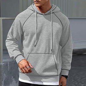 Custom Men Hoodie Light Grey Cotton Fleece Pullover Streetwear Plain Blank Sportswear Sialkot Factory Direct Premium Quality OEM - Product Image 2