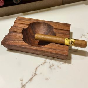Handmade Wooden <b>Ashtray</b> with Cigar Holder Modern Design Solid Wood Desktop Accessory for Home Use - Product Image 4