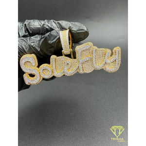 SoleFly <b>Name</b> <b>Chain</b> Lab Grown Diamond Iced Out Pendant Hip Hop Jewelry Luxury Gift for Men Women - Product Image 6
