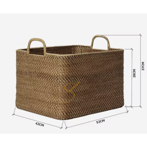 Natural rattan basket with handle, woven rattan storage basket - Product Image 2