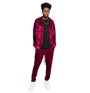 Trajes de terciopelo con cremallera para hombre, cierre frontal de 2 piezas con Velour, trajes de chándal a rayas laterales ajustados, novedad de 2021 - Product Image 1