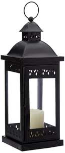Farol de Hierro y Vidrio de Estilo Clásico con una Vela, Farol Colgante de Hierro Negro para Decoración del Hogar - Product Image 2