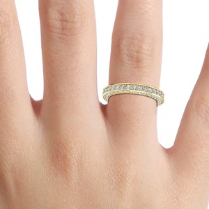 Anillo de Boda Ancho de Dos Hileras con Diamantes Redondos Brillantes de 3.75CT, Oro Amarillo de 14KT, Anillo de Aniversario para Mujer, Venta al Por Mayor - Product Image 2