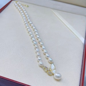 สร้อยคอมุกน้ำจืดสีขาวธรรมชาติขนาด 7-8 มม. พร้อมตัวล็อคเงิน S925 แสงเย็นเสริมลุคหรูหรา - Product Image 3