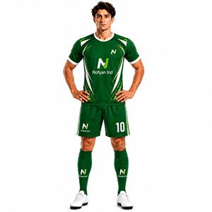 Fabricant OEM/ODM sur mesure, ensemble d'uniformes de football pour hommes, vert et blanc, sublimé, respirant, 100% polyester, manches courtes, taille adulte standard - Product Image 1