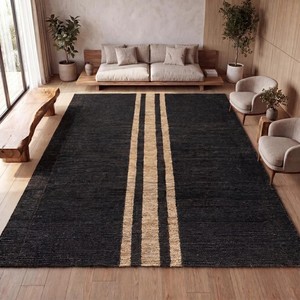Modern 100% Jute Handmade Eco-Friendly Non-Slip <b>Flat</b> Area <b>Rug</b> with Geometric Pattern for Home Interiors Door Mat Hotels - Product Image 2