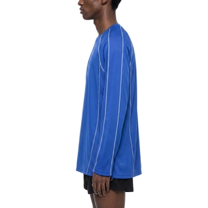 Men Royal Blue Long Sleeve Crew Neck Mesh Panel Running Training <b>Top</b> <b>Raglan</b> Sleeve Sports Wholesale Tee - Product Image 4