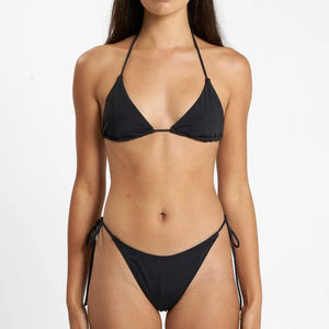 Maillot de bain bikini 2 pièces personnalisable à motif uni, service OEM, logo frontal, antibactérien, respirant, vêtements de plage, Pakistan - Product Image 1