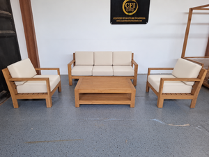 Conjunto de Muebles de Jardín Modernos de Madera de Teca con Mesa de Centro de Listones - Product Image 2