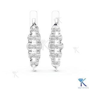 Pendientes de Aro Huggie con Diamantes CVD HPHT Cultivados en Laboratorio, Corte Brillante, Diseño Acanalado, 5 Piedras, Cierre a Presión, Oro Sólido de 14K, Lujo - Product Image 5