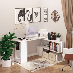 Scrivania Moderna Bianca a L per PC Gaming e Uso in Piedi, Costruzione in MDF e Plastica - Product Image 1