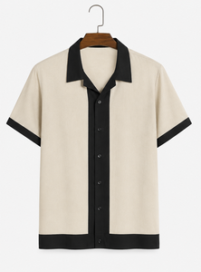 เสื้อเชิ้ตแขนสั้นผู้ชายแบบลำลอง ปกคอพับ เสื้อเชิ้ตฤดูร้อน - Product Image 1
