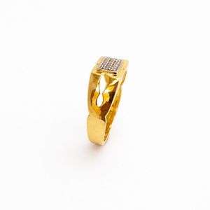 <b>Mens</b> 18KT Yellow Gold Rectangular Micro Pave Cubic Zirconia Signet <b>Ring</b> Minimalist Polished Statement Wedding Party Gift - Product Image 3