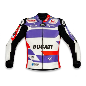 เสื้อแจ็คเก็ตหนังแท้สำหรับขี่มอเตอร์ไซค์ Johann Zarco MotoCP Rucati ทำจากหนังวัว/หนังจิงโจ้ ตัดเย็บตามขนาด พร้อมรูระบายอากาศ สำหรับแข่งรถ/เสื้อแจ็คเก็ตป้องกัน CE - Product Image 1