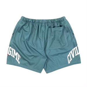 Pantalones cortos calientes hasta la rodilla de verano para hombre personalizados 100% poliéster ecológico patrón sólido malla servicio OEM disponible - Product Image 3