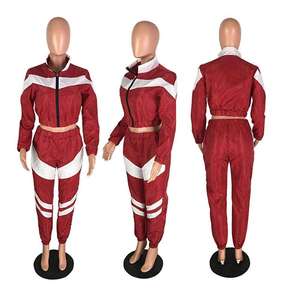 Conjunto Deportivo de Dos Piezas Reversible para Mujer, Resistente al Viento, para Invierno, de Poliéster/Algodón Elástico, 220g, Estilo Hip-Hop - Product Image 2