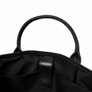ELYSIAN INDUSTRIES Modern Unisex Genuine Leather Briefcase Solid Black Zipper Closure Soft Handle Adjustable Strap Polyester - Product Image 5