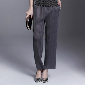 Spring and Summer 2023 Pleated Casual Trousers Large Women's Wide Leg Trousers Show <b>Thin</b> Temperament Straight Pants - Product Image 4