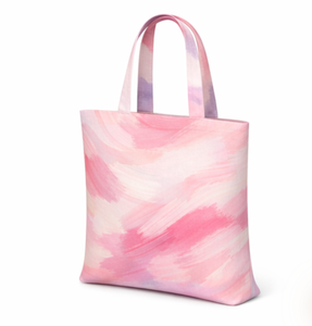 Hot Selling Reusable Shopping bag Pink Watercolor Pattern <b>Canvas</b> <b>Tote</b> Bag Medium Size Daily Shopping Hand Carry Bag - Product Image 5