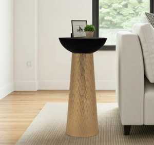 Best In Class Modern <b>Round</b> Coffee <b>Table</b> With <b>Gold</b> Textured Base And Black Top For Living Room Furniture - Product Image 3