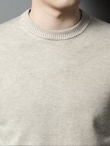 Nouveau pull en maille pour homme automne/hiver, col rond, manches longues, couleur unie, col côtelé, broderie vintage, tenue décontractée - Product Image 5