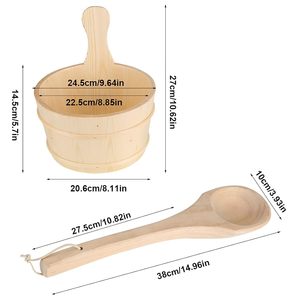 Natural Wooden Bucket with Ladle Handcrafted <b>Bath</b> Kitchen Utility Tub Multipurpose Wooden Container - Product Image 2