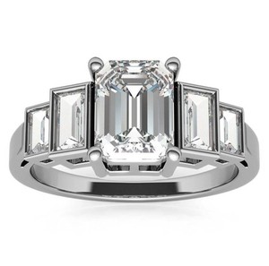 <b>Emerald</b> Cut Solitaire Moissanite <b>Ring</b> 925 Sterling <b>Silver</b> 18K Gold Plated Luxury Engagement Wedding Promise Bridal <b>Ring</b> - Product Image 1