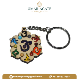 Llaveros de Madera Coloridos con Siete Chakras y Letras Sánscritas, Llavero de Madera con Siete Chakras, Suministro al por Mayor, Llaveros de Madera con Chakras - Product Image 3