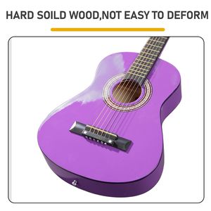 Set Chitarra Acustica per Principianti con Chitarra Rotonda Viola da 30 Pollici, Plettri, Corde, Capotasto, Custodia, Accordatore e Tracolla - Product Image 4