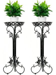 Soporte de hierro decorativo para macetas que agrega interés visual, altura y elegancia a las exhibiciones de plantas en interiores. - Product Image 4