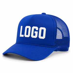 Casquette Trucker en Maille Bleue avec Logo Blanc sur le Panneau Avant, Réglable par Fermeture à Clip, Unisexe, Style Casual Printemps-Été - Product Image 1