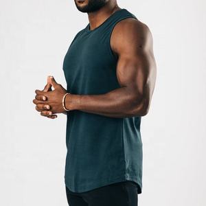 New Fashion <b>Men</b> Fitness Tank Tops Scoop Bottom Custom Sleeveless <b>Singlets</b> Knitted Breathable Polyester Cotton High Street Style - Product Image 4