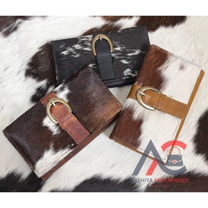 Nouveaux vrais cheveux faits à la main sur cacher portefeuilles pour femmes portefeuille mince à deux volets en cuir Snap fourrure pochette sac à main vraie vache cacher fourrure sac à main portefeuille - Product Image 1