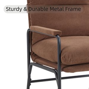 Poltrona Reclinabile Moderna in Velluto a Coste con Schienale Regolabile, Comoda Poltrona Lounge con Struttura in Metallo per la Lettura - Product Image 6