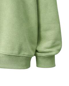 Sudadera de Forro Polar Oversize Verde Claro Personalizada para Mujer, con Cuello Alto y Bordado Floral, Estilo Casual de Invierno, Ajuste Holgado, Top de Moda - Product Image 3