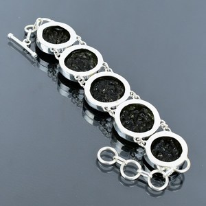 Handmade Moldavite <b>Bracelet</b> 925 Sterling Silver <b>Adjustable</b> Unique Elegant Boho Gemstone Jewelry - Product Image 5