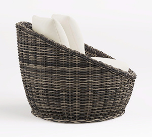 Black Rattan <b>Lounge</b> <b>Chair</b> With Cushions Elegant Woven Accent <b>Chair</b> Modern Boho Indoor Outdoor Seating Furniture OEM ODM - Product Image 3