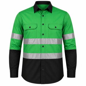เสื้อทำงานสะท้อนแสงสำหรับผู้ชาย ราคาโรงงาน เสื้อทำงานแบบมีแถบสะท้อนแสง สีเข้มตัดกัน เสื้อสำหรับงานเหมือง เสื้อนิรภัยขายส่ง - Product Image 1
