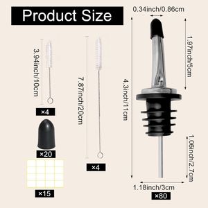 Confezione da 80 Beccucci Conici in Acciaio Inossidabile per Bottiglie di Liquore con Tappi Antipolvere in Gomma, per Macchine Erogatrici di Vino e Altre Bevande - Product Image 3