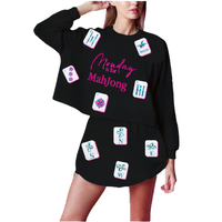 Ensembles courts de mahjong personnalisés en gros – Confortables, décontractés, en coton, 2 pièces (chemise et short), respirants, écologiques, avec broderie de tuiles, idéaux pour l'été
