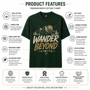 Camiseta de Manga Corta para Hombre Wander Beyond Limits, Color Naranja Óxido, Cuello Redondo, Corte Regular, 100% Algodón, Diseño Estampado en la Parte Delantera - Product Image 4
