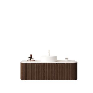 Mobile bagno sospeso DINA 48 pollici bianco con lavabo, bordi curvi e 2 cassetti, mobiletto contenitore a strisce - Product Image 3