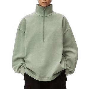 Sweatshirts à col zippé personnalisables pour hommes Sweat à capuche surdimensionné avec quart de fermeture éclair col imprimé polaire 2025 - Product Image 6